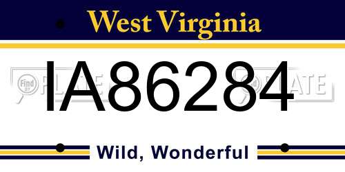 IA86284 West Virginia License Plate