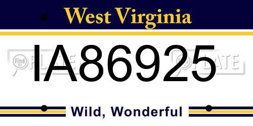 IA86925 West Virginia License Plate
