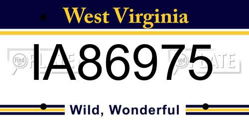 IA86975 West Virginia License Plate