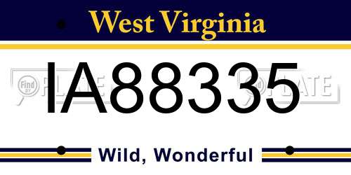 IA88335 West Virginia License Plate