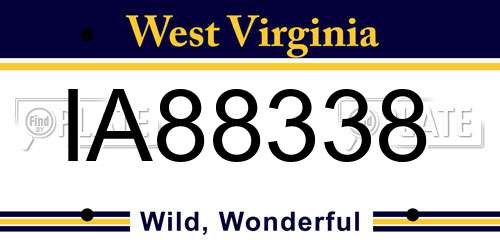 IA88338 West Virginia License Plate
