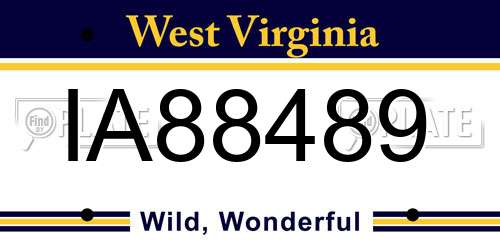 IA88489 West Virginia License Plate
