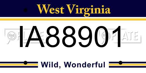 IA88901 West Virginia License Plate