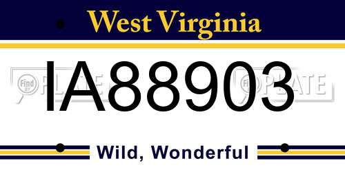 IA88903 West Virginia License Plate