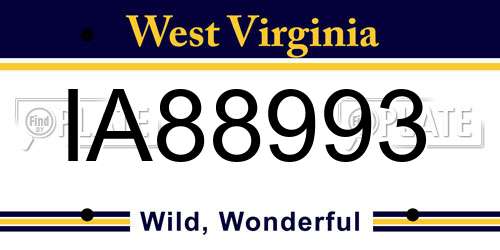 IA88993 West Virginia License Plate