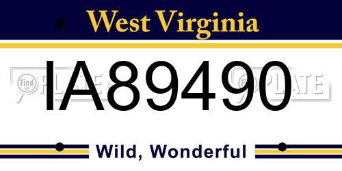 IA89490 West Virginia License Plate
