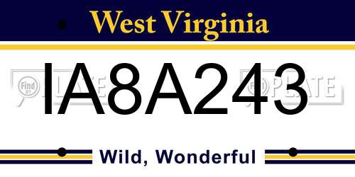 IA8A243 West Virginia License Plate