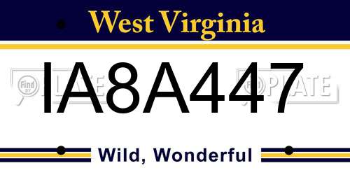IA8A447 West Virginia License Plate