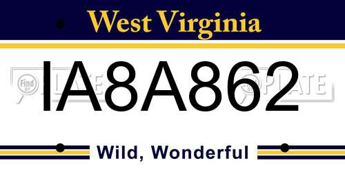 IA8A862 West Virginia License Plate