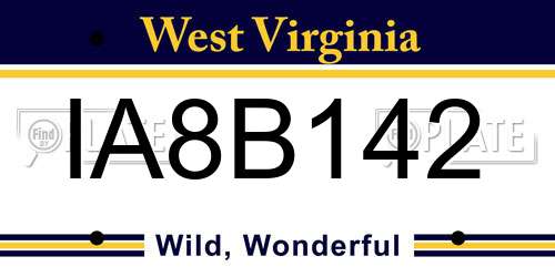 IA8B142 West Virginia License Plate
