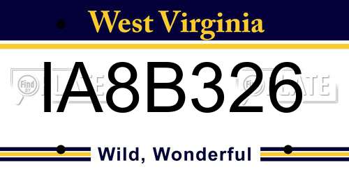 IA8B326 West Virginia License Plate