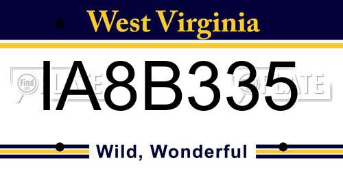 IA8B335 West Virginia License Plate