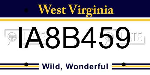IA8B459 West Virginia License Plate