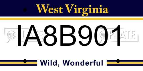 IA8B901 West Virginia License Plate