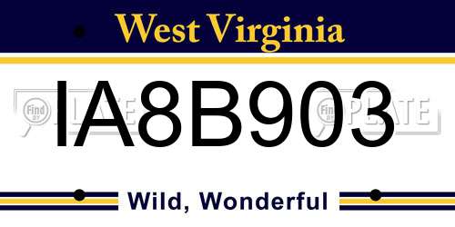 IA8B903 West Virginia License Plate