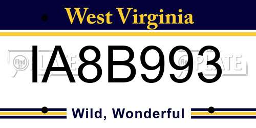 IA8B993 West Virginia License Plate
