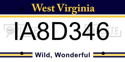 IA8D346 West Virginia License Plate