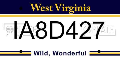 IA8D427 West Virginia License Plate