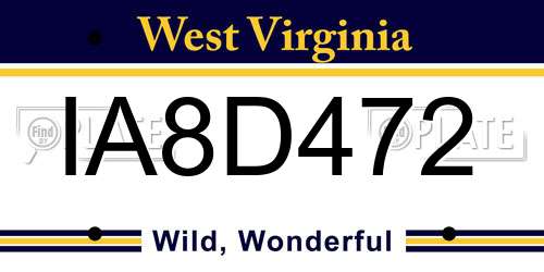 IA8D472 West Virginia License Plate