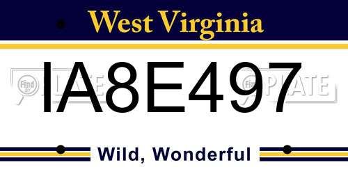 IA8E497 West Virginia License Plate