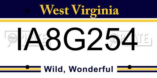 IA8G254 West Virginia License Plate