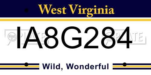 IA8G284 West Virginia License Plate