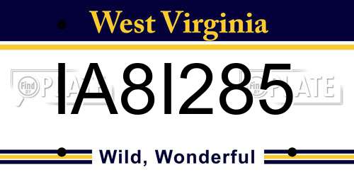 IA8I285 West Virginia License Plate