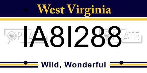IA8I288 West Virginia License Plate