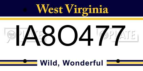 IA8O477 West Virginia License Plate