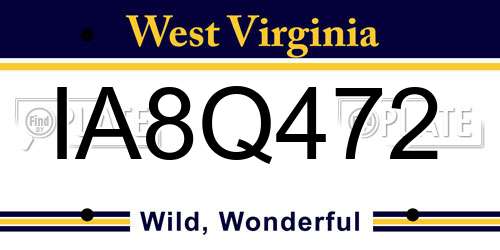 IA8Q472 West Virginia License Plate