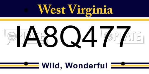 IA8Q477 West Virginia License Plate