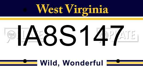 IA8S147 West Virginia License Plate