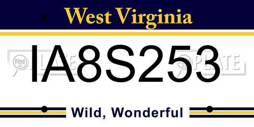 IA8S253 West Virginia License Plate