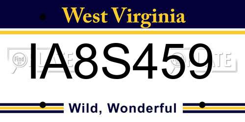 IA8S459 West Virginia License Plate