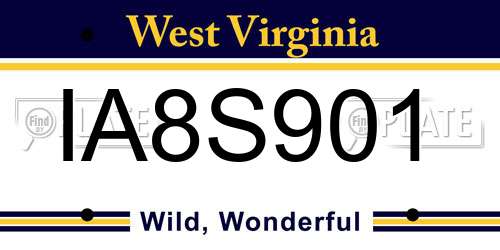 IA8S901 West Virginia License Plate