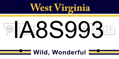 IA8S993 West Virginia License Plate