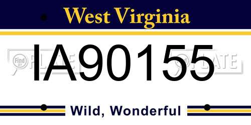 IA90155 West Virginia License Plate