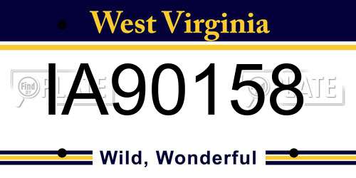 IA90158 West Virginia License Plate