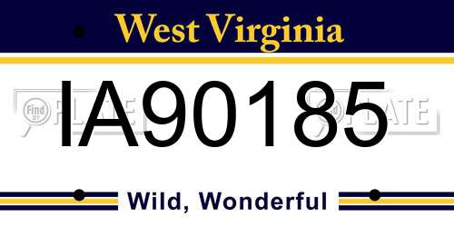 IA90185 West Virginia License Plate