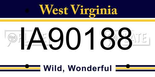 IA90188 West Virginia License Plate