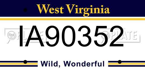 IA90352 West Virginia License Plate