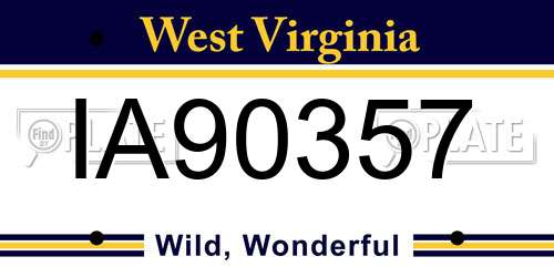 IA90357 West Virginia License Plate
