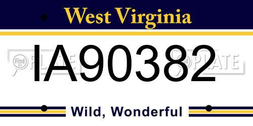 IA90382 West Virginia License Plate