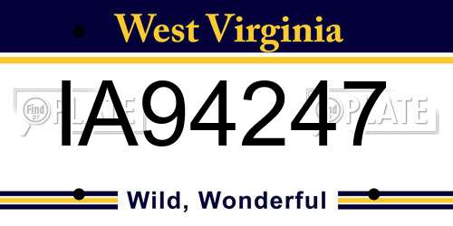 IA94247 West Virginia License Plate
