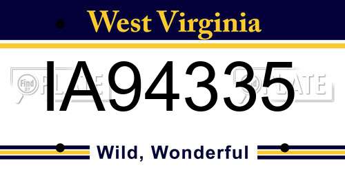 IA94335 West Virginia License Plate