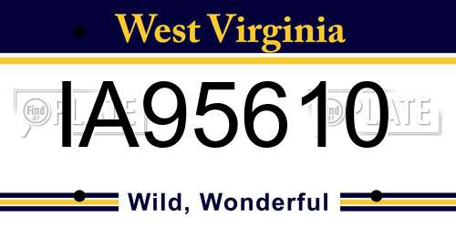 IA95610 West Virginia License Plate