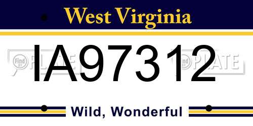 IA97312 West Virginia License Plate