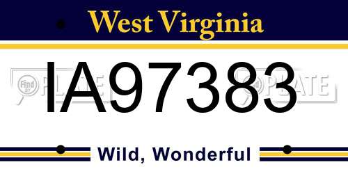 IA97383 West Virginia License Plate