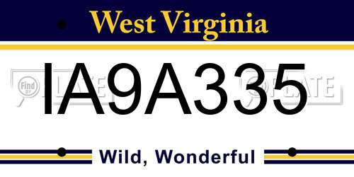 IA9A335 West Virginia License Plate
