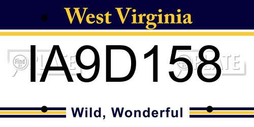 IA9D158 West Virginia License Plate